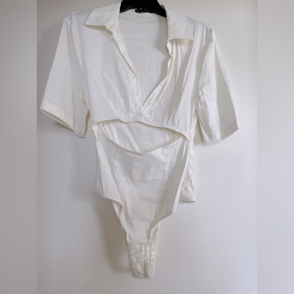 Elastic Linen Blend Bodysuit with cut-out detail - Picture 5 of 6